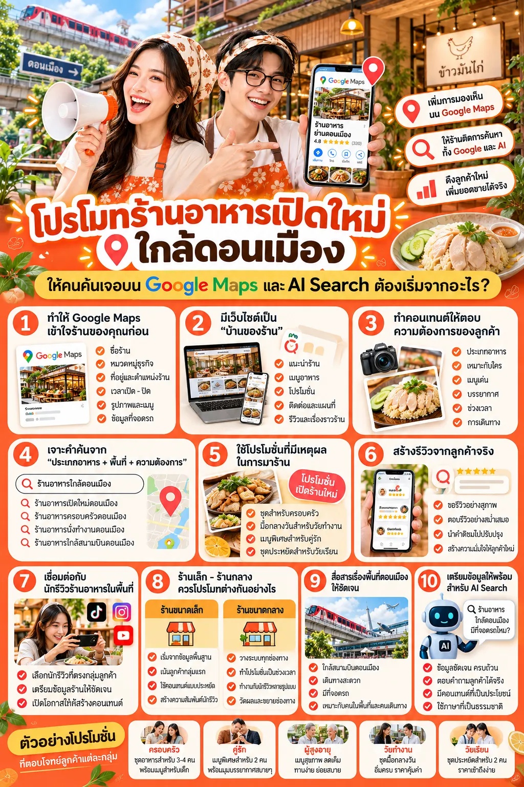 โปรโมท ร้านอาหารเปิดใหม่ ใกล้ดอนเมือง ให้ค้นเจอบน Google Maps และ AI Search - ดอนเมือง.com